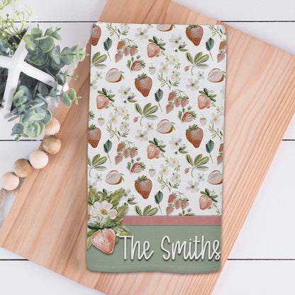 Strawberry Wildflower Personalized Kitchen Towel