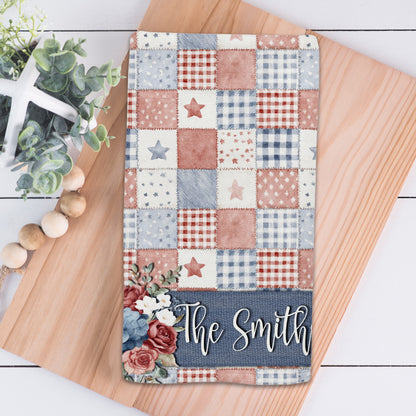 Patriotic Patchwork Personalized Kitchen Towel