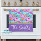 Purple Wooden Hibiscus Floral Personalized Kitchen Towel