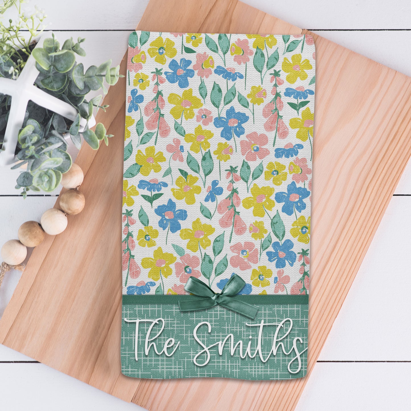 Pastel Wildflower Personalized Kitchen Towel