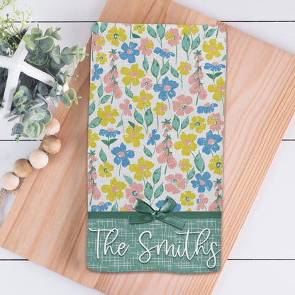 Pastel Wildflower Personalized Kitchen Towel