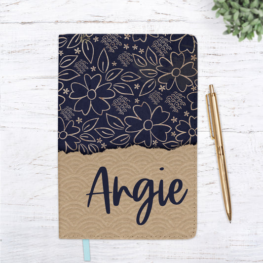 Vintage Navy Floral Personalized Journal