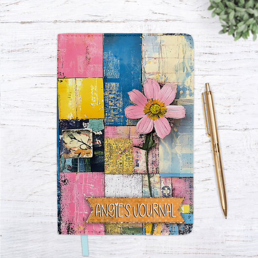 Mixed Media Collage Pink Floral Personalized Journal