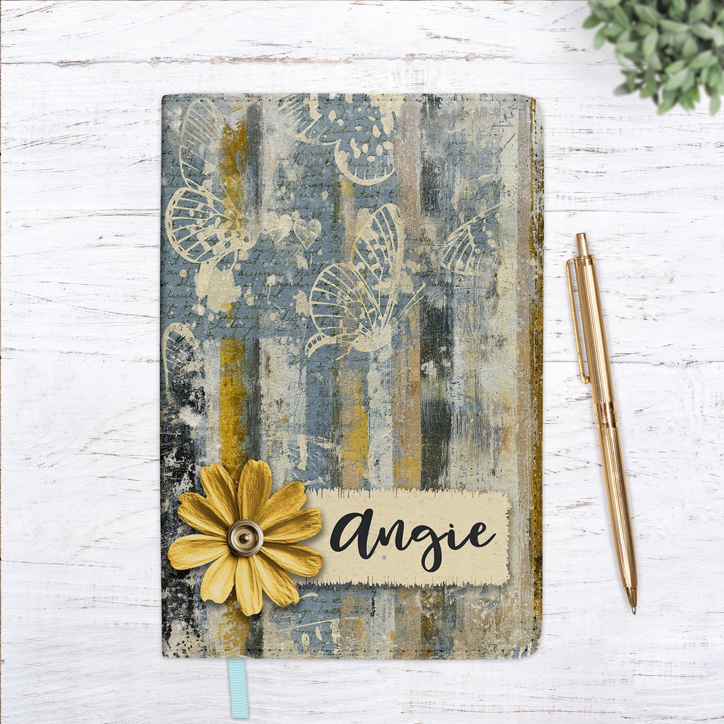 Vintage Blue Butterfly Personalized Journal