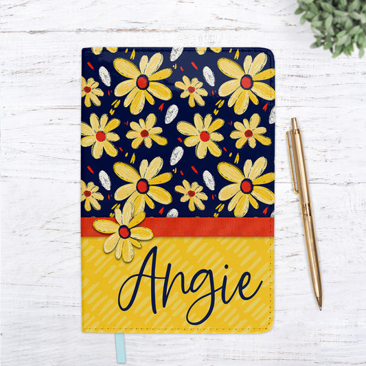 Navy and Yellow Daisy Personalized Journal