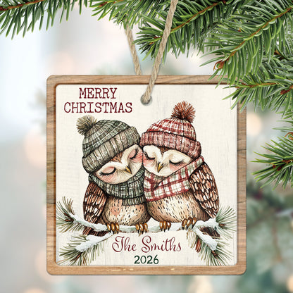 Cozy Christmas Owls Personalized Family Ornament