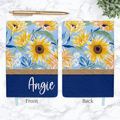 Navy Sunflower Floral Personalized Journal