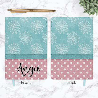 Aqua Daisy Polka Dot Personalized Journal