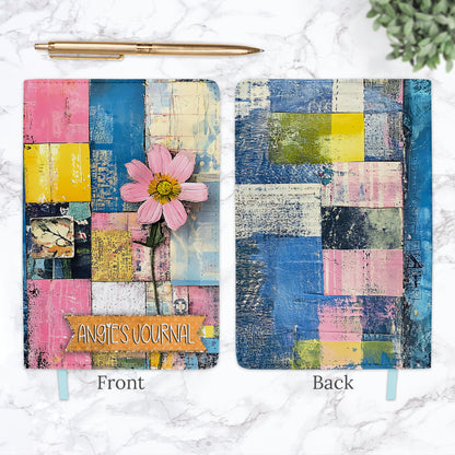 Mixed Media Collage Pink Floral Personalized Journal
