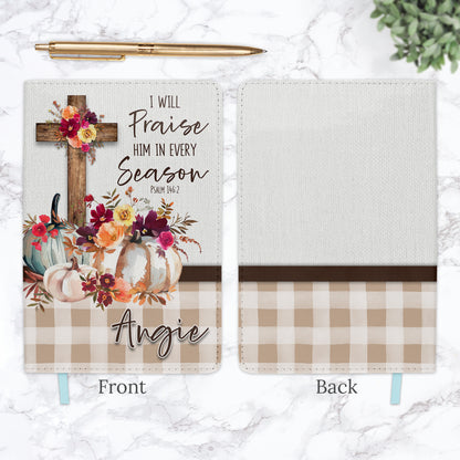 Fall Floral Cross Pumpkin Personalized Journal