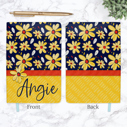 Navy and Yellow Daisy Personalized Journal