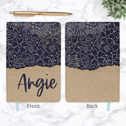 Vintage Navy Floral Personalized Journal