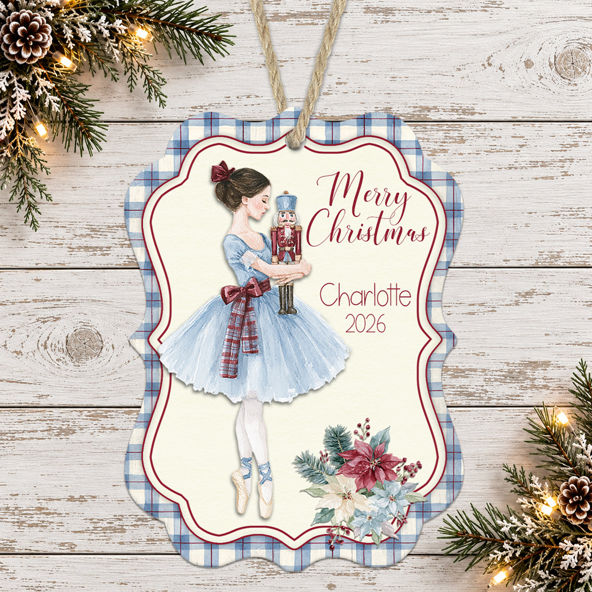 Christmas Ballerina & Nutcracker Personalized Ornament