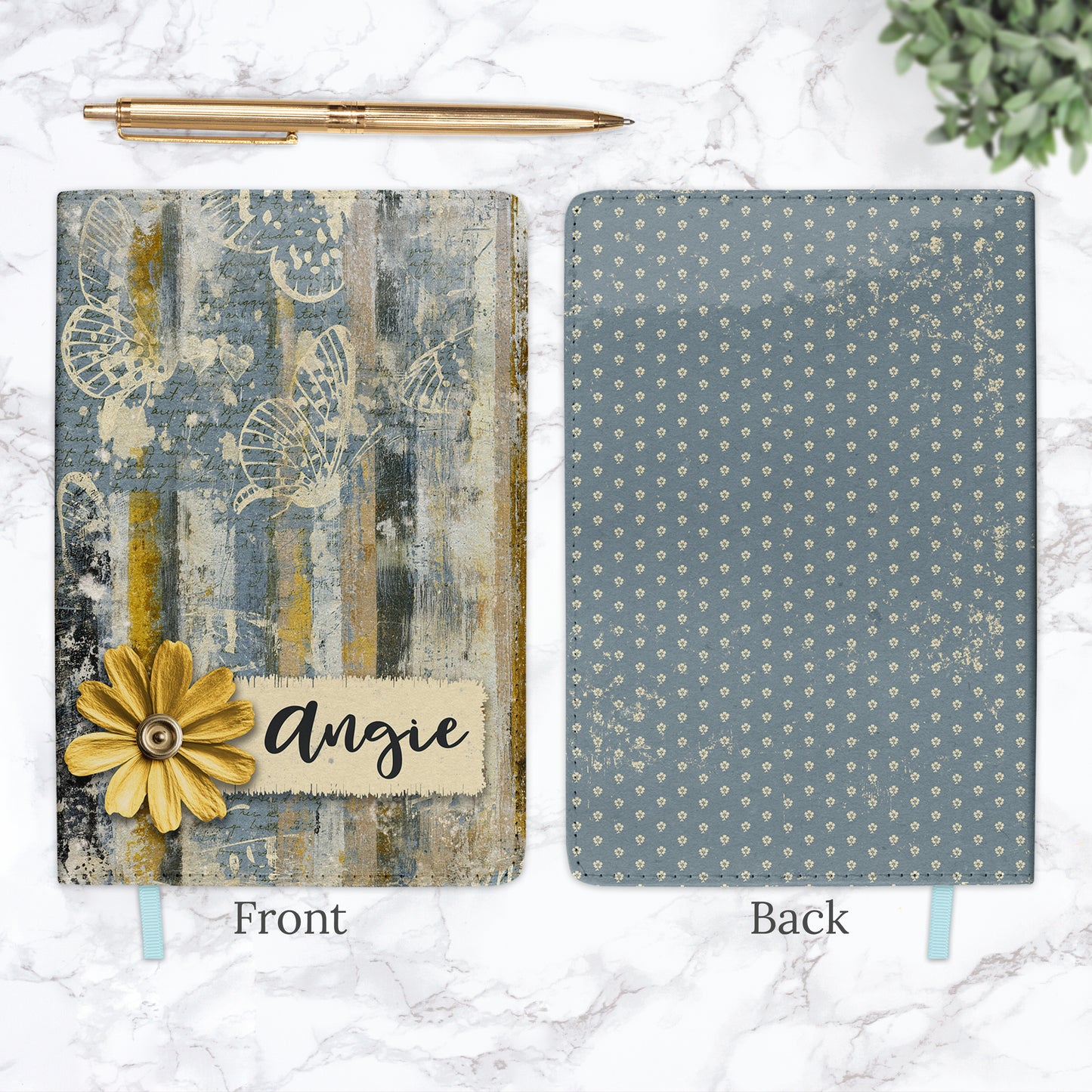Vintage Blue Butterfly Personalized Journal