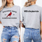 Gray t-shirt with 'William R. Davie Elementary School' design on front and 'WRD is the place to be' on back, worn with ripped jeans.