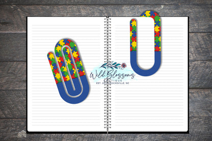 Autism Awareness Paper Clip Bookmarks  - 2 Designs to Choose From