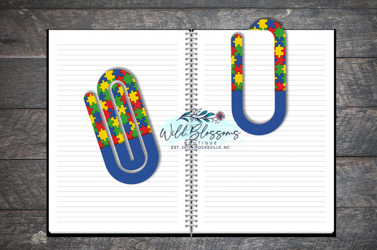 Autism Awareness Paper Clip Bookmarks  - 2 Designs to Choose From