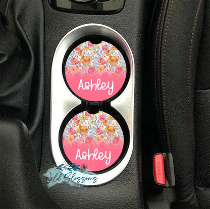 Colorful Wildflower Personalized Car Coasters - 5 Designs To Choose From