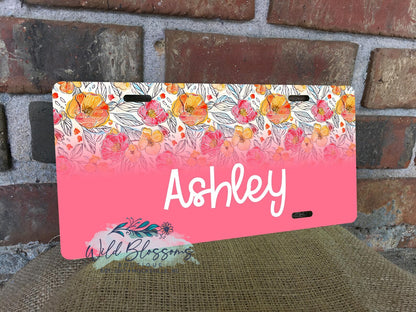 Colorful Wildflower Personalized License Plate - 5 Designs to Choose From