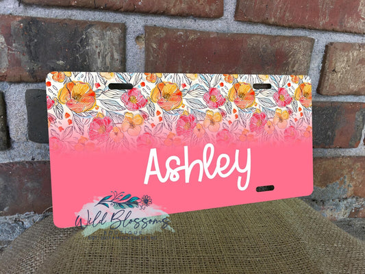 Colorful Wildflower Personalized License Plate - 5 Designs to Choose From