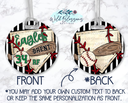 Personalized Team Spirit Baseball Bag Tag