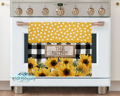 Buffalo Plaid Sunflower And Polka Dot Clean / Dirty Dishwasher Magnet