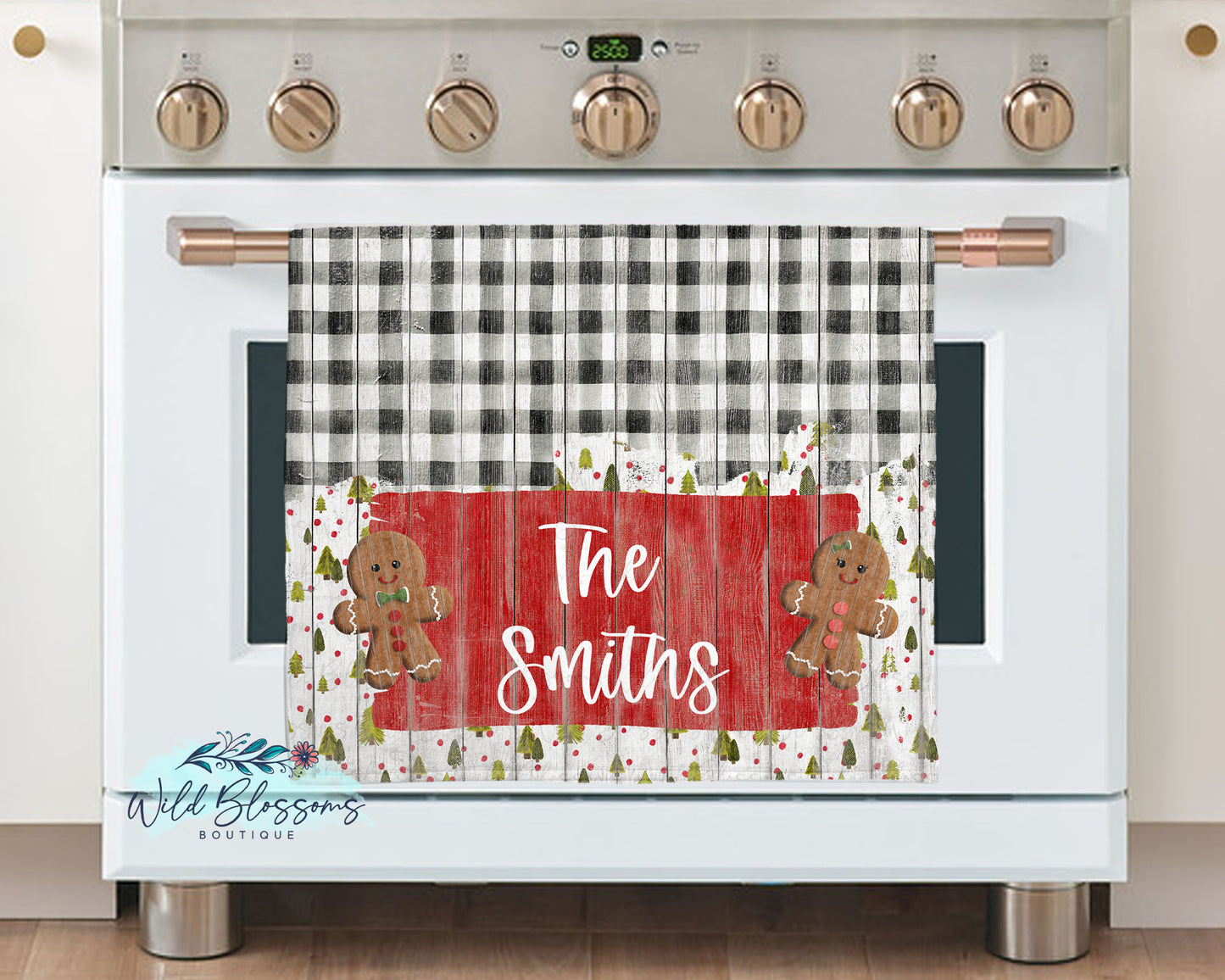 Buffalo Plaid Gingerbread Christmas Tree Kitchen Towel
