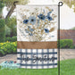 Blue Buffalo Plaid Wildflower Personalized Garden Flag
