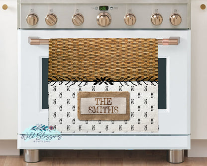 Boho Black And Wooden Personalized Glass Cutting Board
