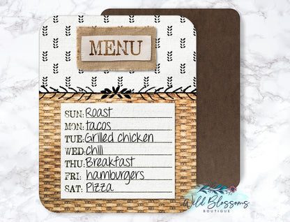 Boho Black And Wooden Menu Dry Erase Board