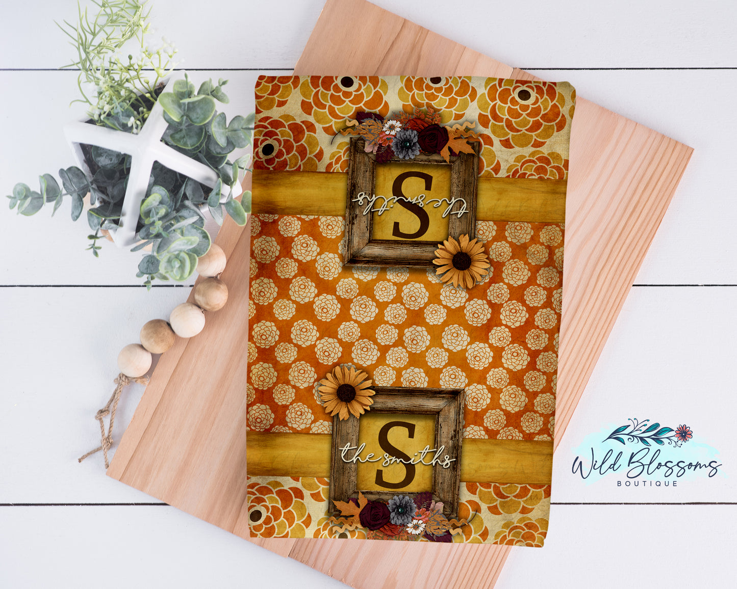 Boho Fall Floral Personalized Kitchen Towel