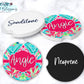 Pink And Aqua Floral Personalized Car Coasters