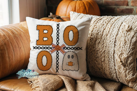 BOO Ghost Felt Pillow Cover