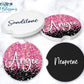 Black And Pink Glitter Personalized Car Coasters