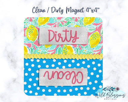 Bright Lemon Polka Dot Clean / Dirty Dishwasher Magnet