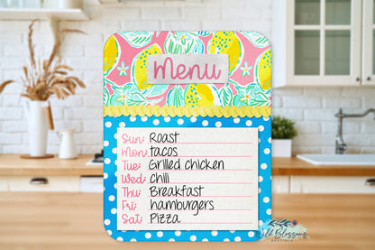 Bright Lemon Polka Dot Menu Dry Erase Board