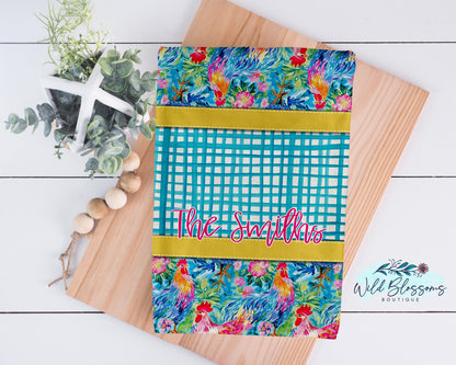 Bright Floral Chicken Personalized Kitchen Towel