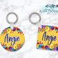 Bright Floral Mustard Personalized Round or Square Keychain