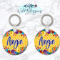 Bright Floral Mustard Personalized Round or Square Keychain