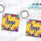 Bright Floral Mustard Personalized Round or Square Keychain