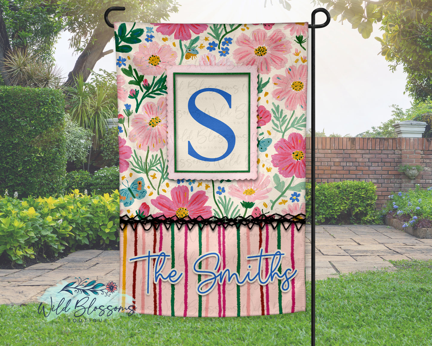 Bright Wildflowers Personalized Garden Flag