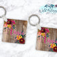 Brown Wooden Floral Personalized Round or Square Keychain