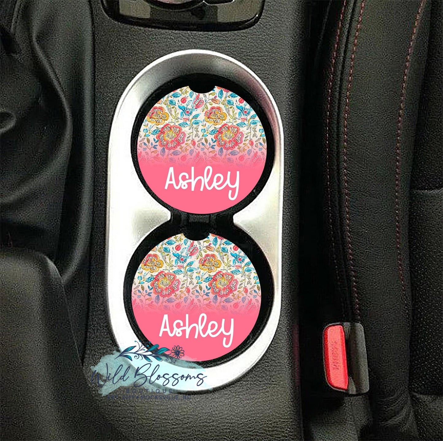 Colorful Wildflower Personalized Car Coasters - 5 Designs To Choose From