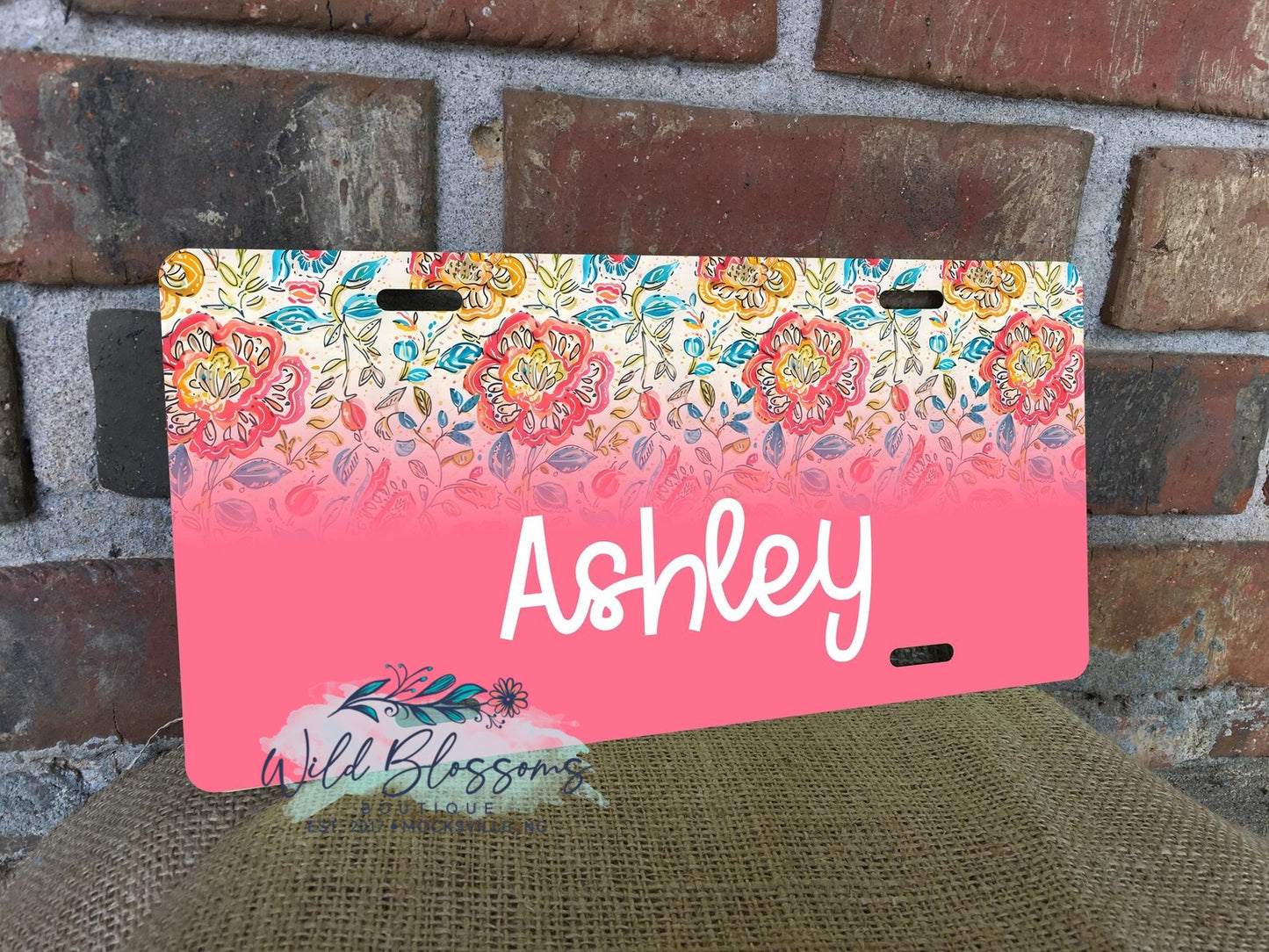 Colorful Wildflower Personalized License Plate - 5 Designs to Choose From