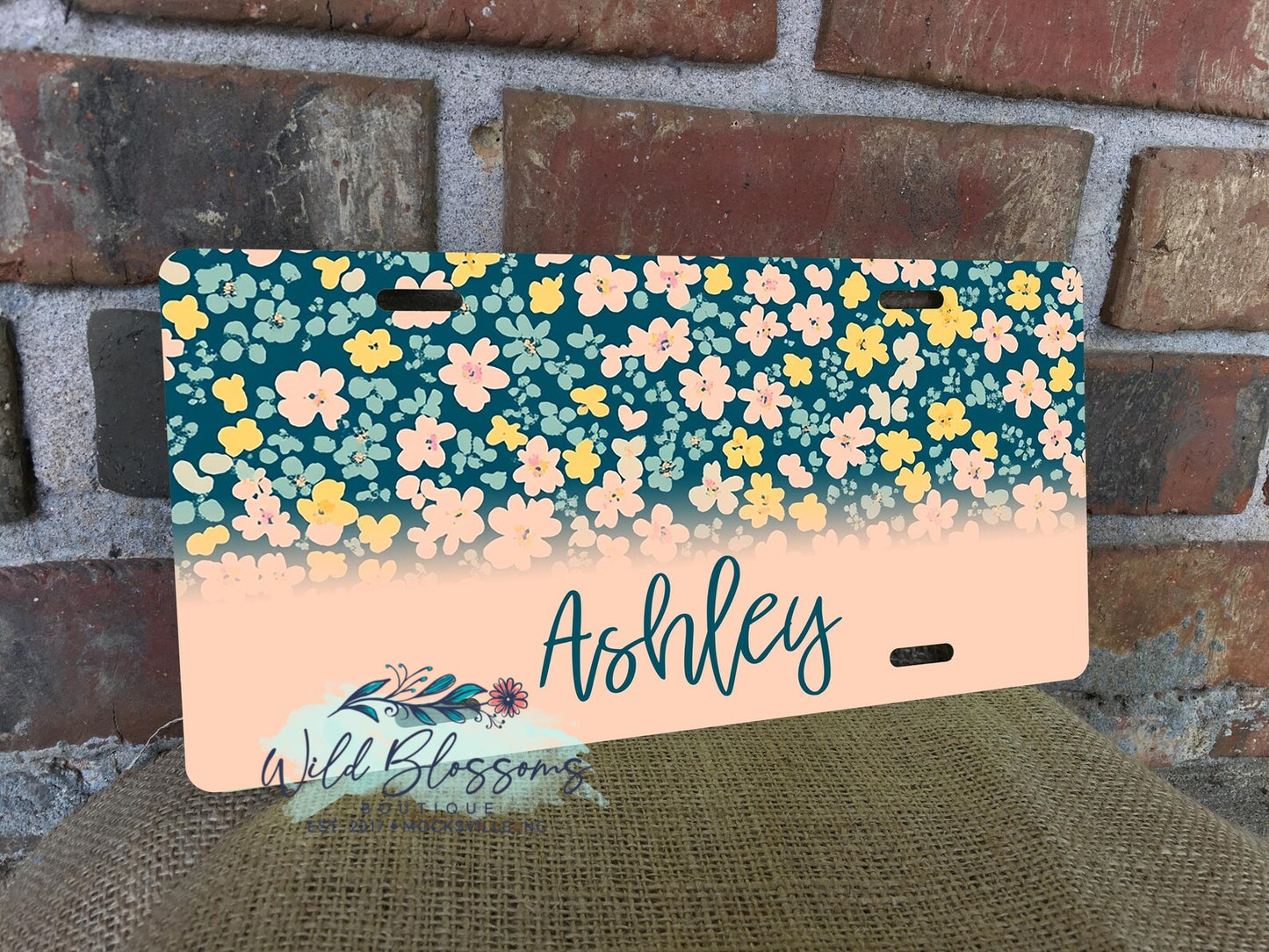 Vintage Wildflower Personalized License Plate - 5 Designs to Choose From