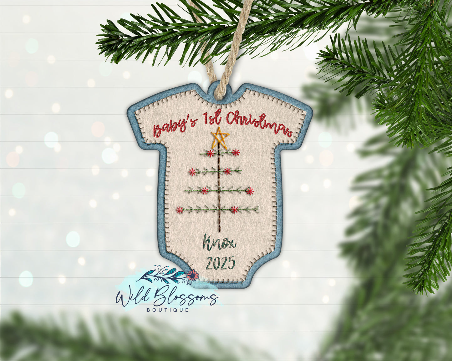 Baby's First Christmas Baby Body Suit Shaped Personalized Ornament