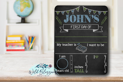 Boy Chalkboard Back To School Sign