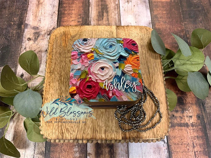 Personalized Bright Floral Painted Jewelry Boxes - 11 Designs To Choose From