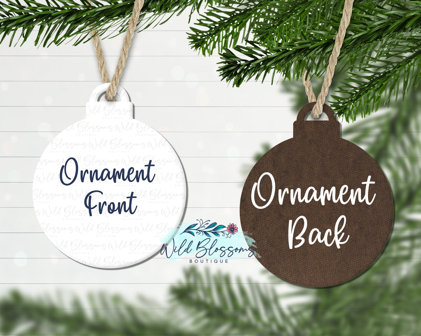 Red Wooden Merry Christmas Ball Ornament