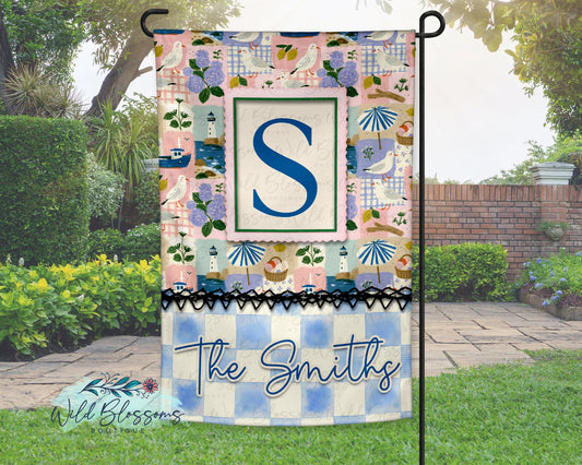 Coastal Cottage Personalized Garden Flag
